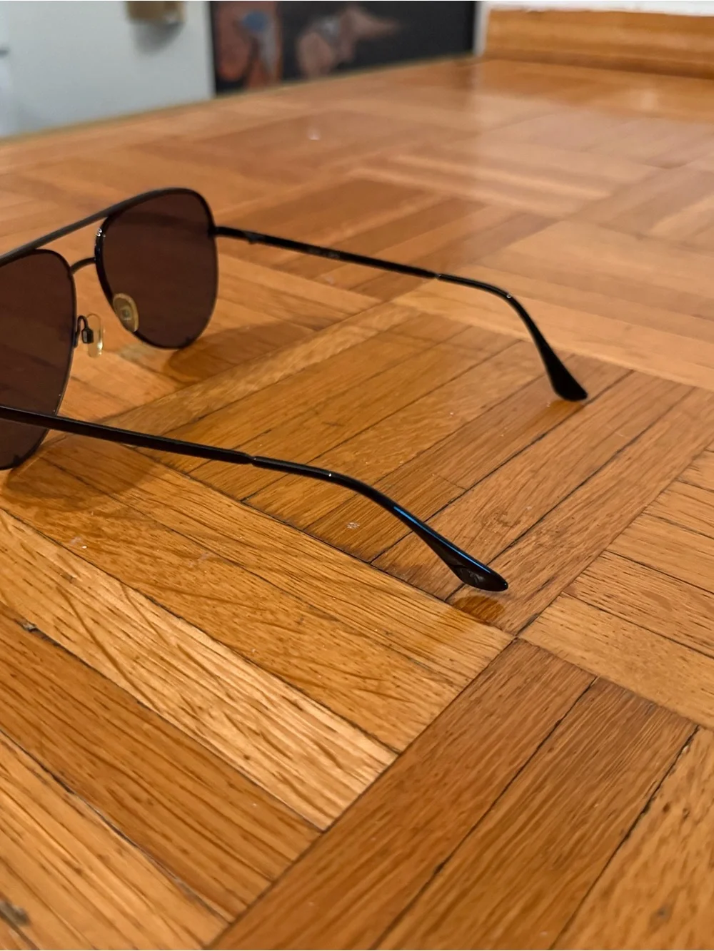 Quay Australia Black Frame Brown Lens Aviator Sunglasses